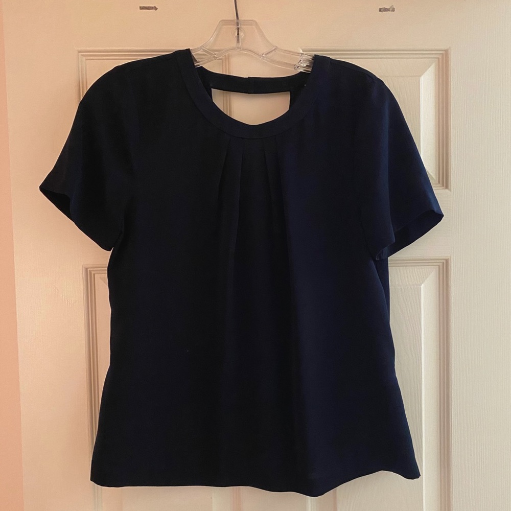 J Crew Navy Short Sleeve Blouse